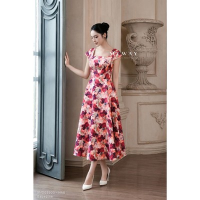 Đầm Xòe Dự Tiệc MY WAY Tay Chờm Họa Tiết Hoa Sang Trọng 9MD02503w