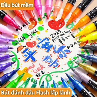  Bút Lông Nhũ Kim Tuyến An Toàn – Hộp Bút Màu Vẽ Lấp Lánh Đầu Mềm Dễ Tô Vẽ Trang Trí Sổ Tay DIY 