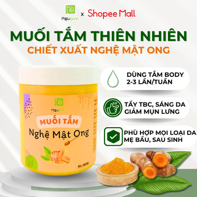 Muối Tắm Nghệ Mật Ong Tẩy Da Chết Toàn Thân An Toàn Lành Tính Bath Salt Scrub Hapuganic 400g