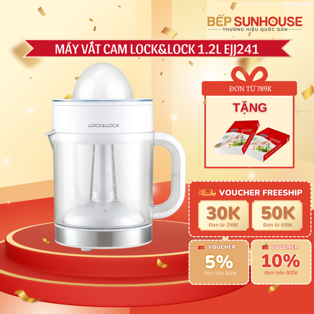 MÁY VẮT CAM LOCK&LOCK EJJ241 - Công Suất 40W , Dung tích lớn 1.2L , 2 đầu vắt linh hoạt