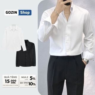  Áo sơ mi nam tay dài trơn đẹp GOZIN SHOP lụa chéo hạn chế nhăn mềm mịn công sở trẻ trung 