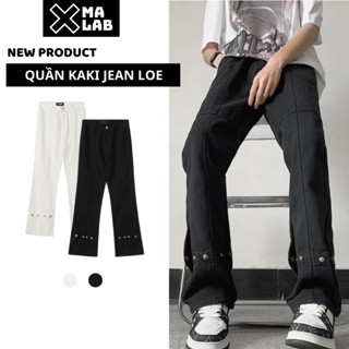 Quần jean nam ống loe XMALAB chất liệu kaki cao cấp, thiết kế cúc bấm phong cách Button pants B105