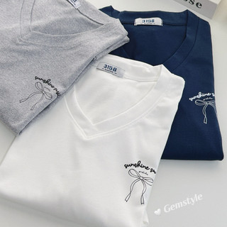  Áo thun nữ DÀI TAY thu đông cổ tim NƠ SSNSHINE chất cotton khô 3158 dày dặn giữ nhiệt dưới 60kg 