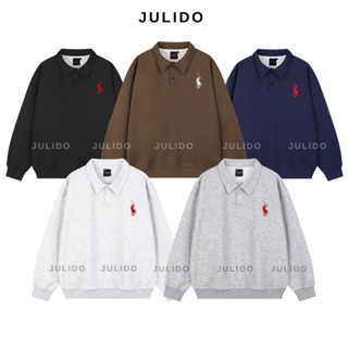 Áo nỉ cổ bẻ Polo sweater JULIDO nỉ 2 da nam nữ unisex thêu hình