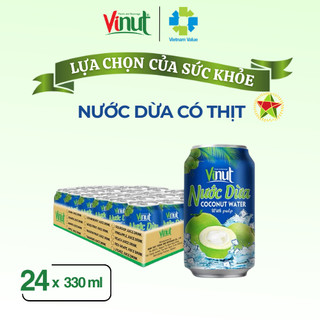 [THÙNG 24 LON ] Lon Nước Dừa Có Thịt Vinut 330ml