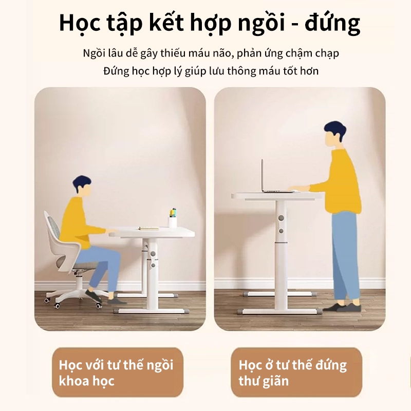 ICON  Bàn Học Thông Minh Chống Gù Nâng Hạ Tay Quay Cao 90cm - Mặt Gỗ Chống Trầy Chịu Lực Tốt - Chuyên Dụng Cho Học Tập | BigBuy360 - bigbuy360.vn