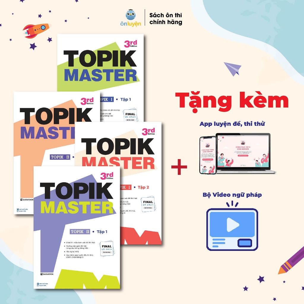 Sách TOPIK MASTER - Luyện đề TOPIK I + TOPIK II với Đề thi mẫu chuẩn cấu trúc…