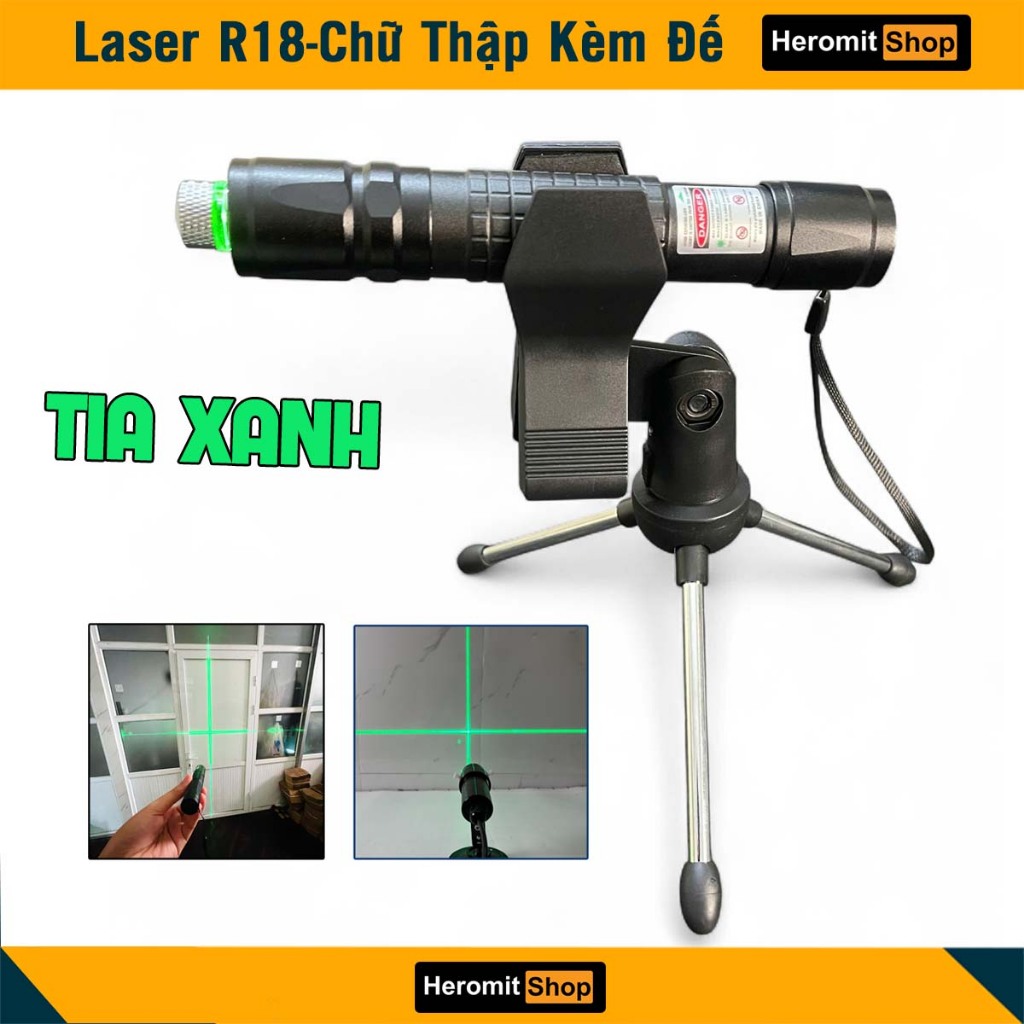 Đèn laser , bút laze chữ thập R18 chiếu vuông góc dùng trong xây dựng , thi công công trình ( kèm ch