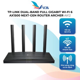 Thiết bị định tuyến mạng không dây TP-Link Router Wi-Fi 6 Dual-Band Full Gigabit AX1500 Archer AX12 - Hàng chính hãng