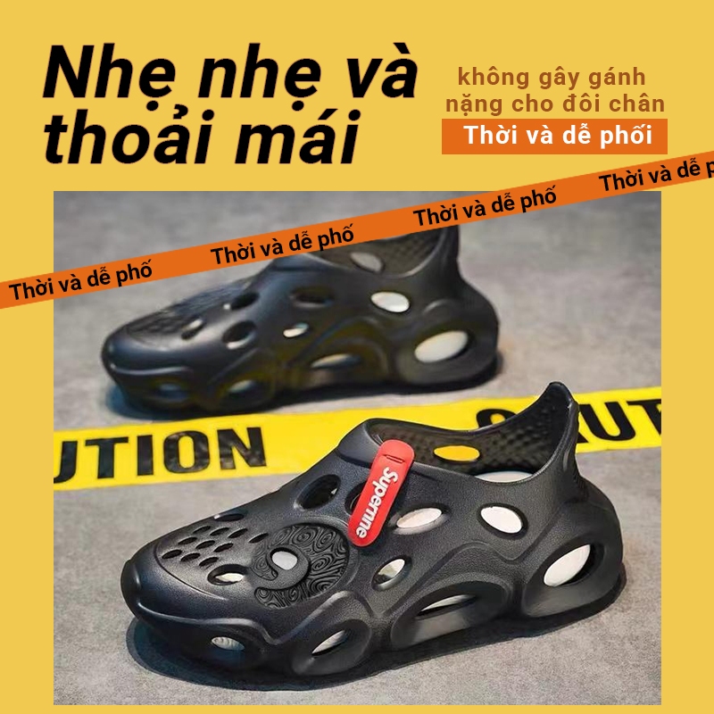 【Hiện tại tạm thời không tặng kèm sticker gắn giày】 Dép thời trang, Dép cao su đế dày, nhẹ, chống mài mòn