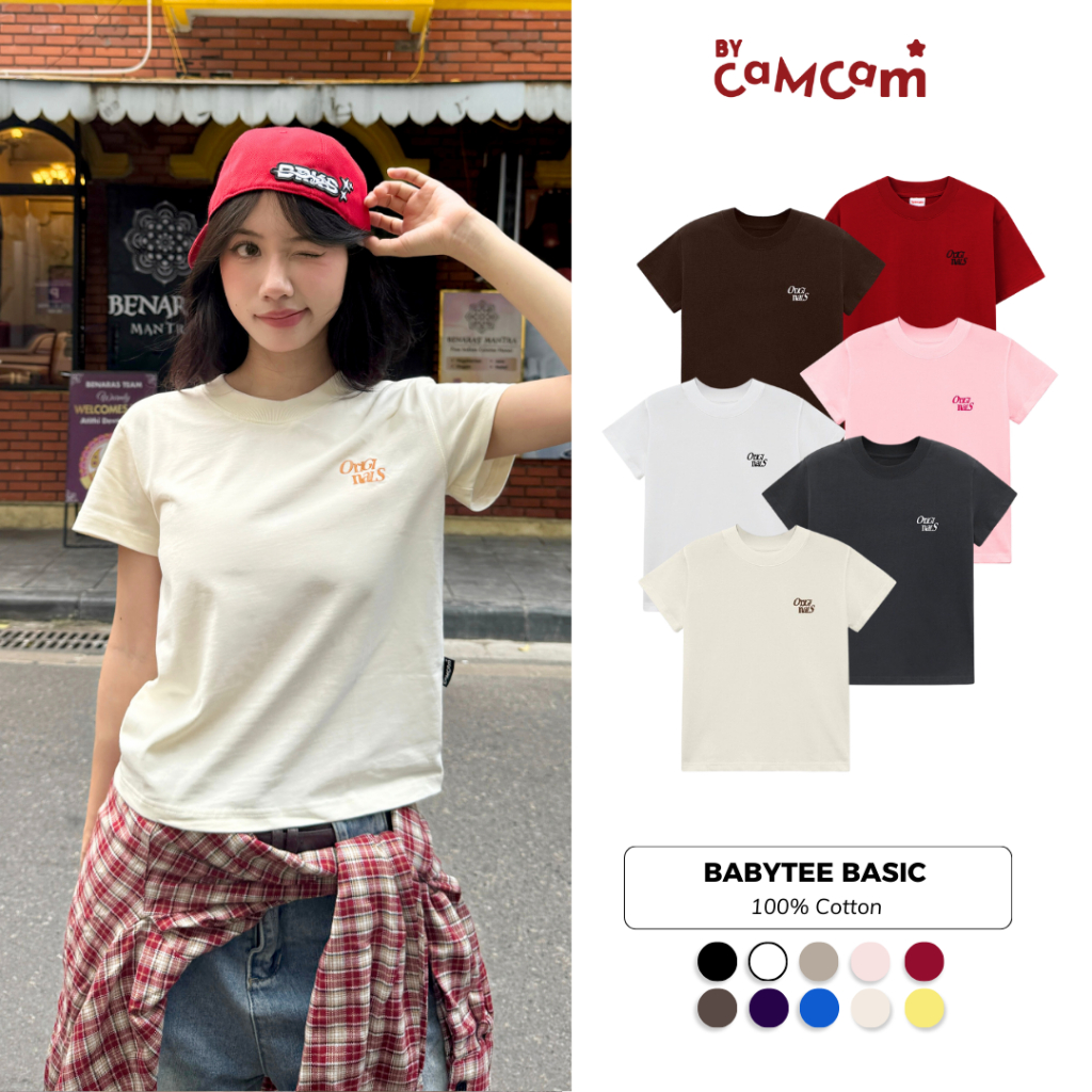 Áo Thun Baby Tee 𝑩𝒚𝒄𝒂𝒎𝒄𝒂𝒎 Basic BLACK/WHITE/GREY HOT TREND AMD015 | BigBuy360 - bigbuy360.vn