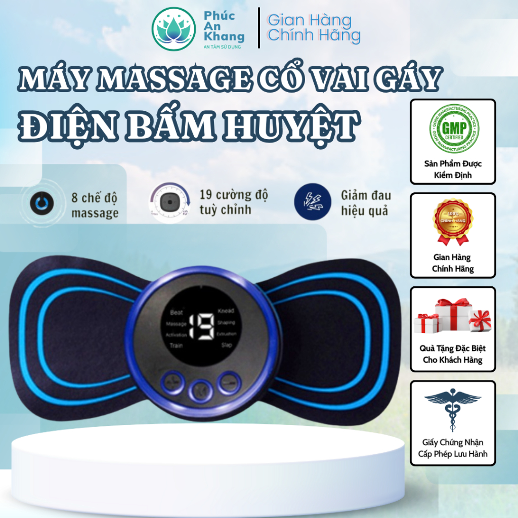 Quà Tặng máy Massage Avisure Massage Cổ Vai Gáy, Giảm Đau Xương Khớp, Kèm Dây Sạc Điện Cho Máy