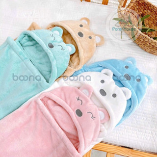  Chăn Ủ Lông Hình Gấu Có Mũ Boona   Choàng Lông Tuyết Mịn Dày Dặn Cho Bé Sơ Sinh Mùa Đông 