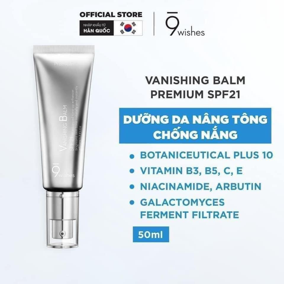 Kem Dưỡng Da Nâng Tone Vanishing Balm Premium SPF21 9Wishes 50ml