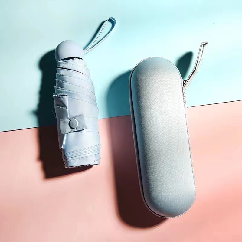 Ô Gấp Gọn Mini, Dù Che Mưa Mini Chống Tia UV, Màu Pastel Xinh Xắn Kèm Hộp Đựng Nhỏ Gọn Tiện Lợi
