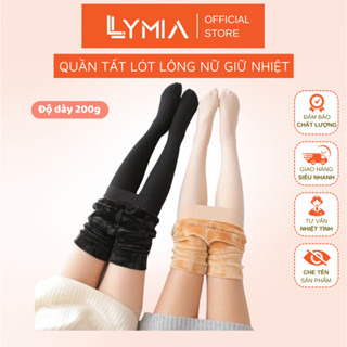 Quần tất nữ lót lông giữ nhiệt LYMIA màu da, màu đen siêu ấm cả bàn QT03