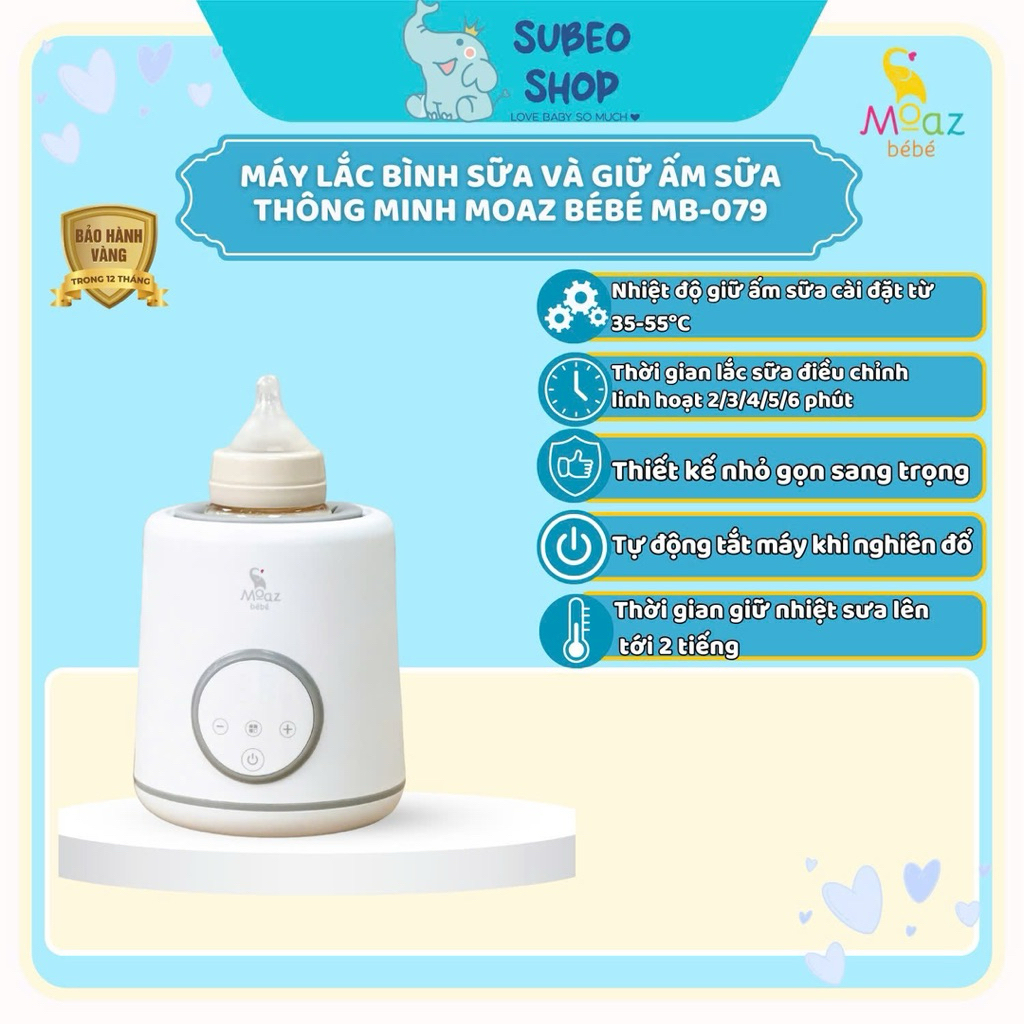 MÁY LẮC BÌNH SỮA VÀ GIỮ ẤM SỮA THÔNG MINH MOAZ BÉBÉ MB079