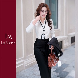  La Merci - Áo Sơ Mi Nữ Chất Vải Cotton Xước Thái Phong Cách Công Sở Cá Tính Size SM A09 