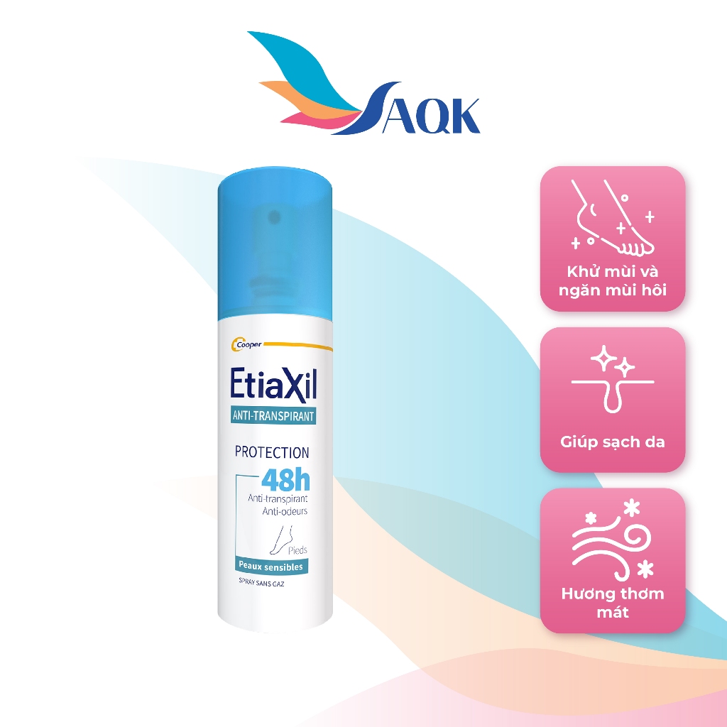 Xịt khử mùi hôi chân EtiaXil Anti Transpirant Protection 48h (100ml) -  Giảm mùi, giữ bàn chân khô t