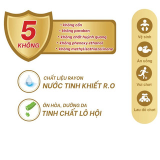 Khăn Ướt Nuna Gold Không Cồn Không Parabens Cao Cấp Dành Cho Bé, Miếng Khăn Siêu Dày, Mềm Mại An Toàn 100 miếng