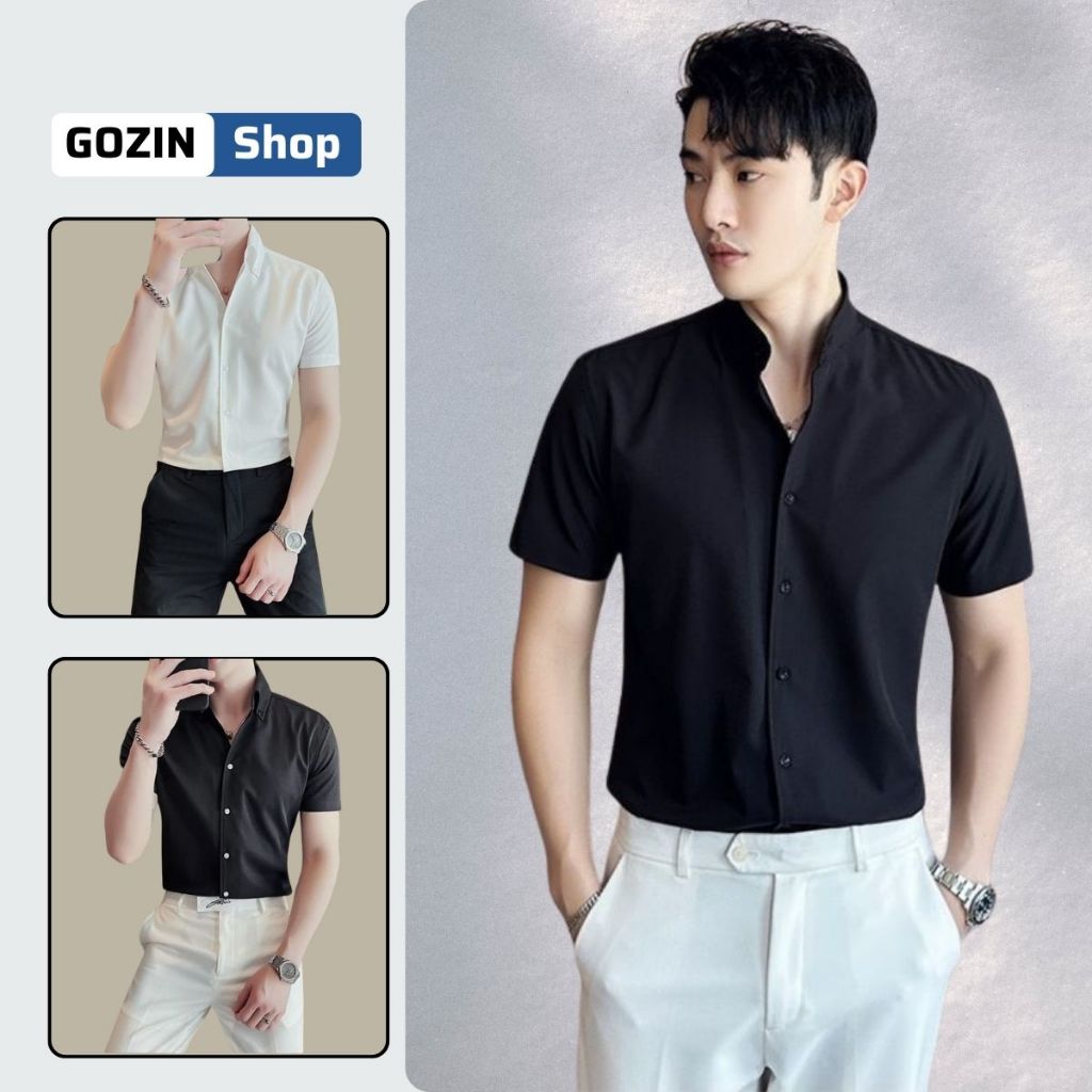 Áo sơ mi nam tay ngắn GOZIN SHOP vải Cotton mềm mại, thoáng khí thấm hút tốt dáng slim không ôm