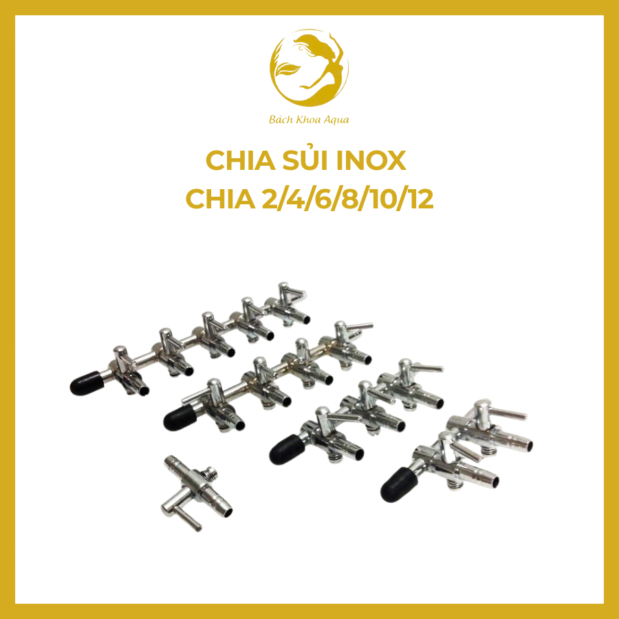 Chia sủi inox 2/4/6/8/10/12 đầu – Phụ kiện bể cá cảnh chắc chắn, bền đẹp