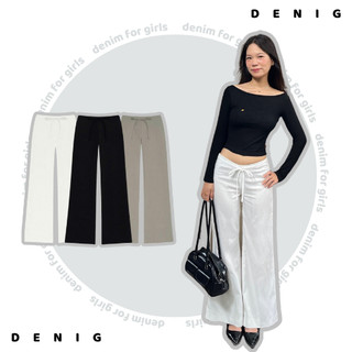  Quần vải xuông dài trễ eo không cạp phối nơ DENIG - MYDU PANTS 