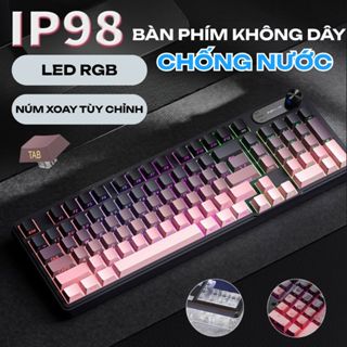 Bàn Phím Không Dây Bluetooth IP98 LED RGB có núm tùy chỉnh, Chống thấm nước, Phím PBT Cao Cấp, Gõ Êm Chống Ồn-BH12T