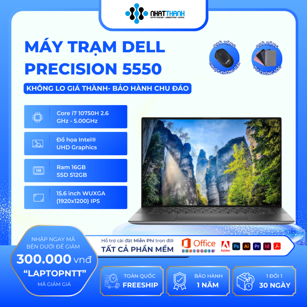 MÁY TRẠM DELL PRECISION 5550 CORE i7-10750H | QUADRO T2000 4GB | RAM 8GB | SSD 256GB | WORKSTATION M