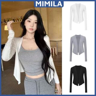   CÓ SIZE  Áo Khoác Cardigan Nữ Dài Tay MIMILA Áo Khoác Mỏng Thu Đông Chất Thun Cotton Co Dãn 