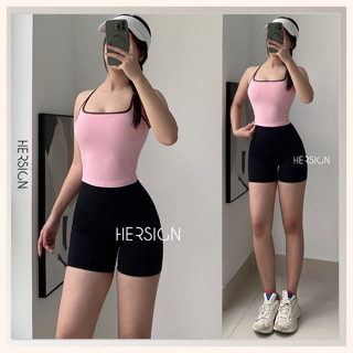  HERSIGN Bộ đồ tập gym nữ Set đồ thể thao nữ Quần đùi áo bra thể thao tập tennis pickleball SMIXA24N12 