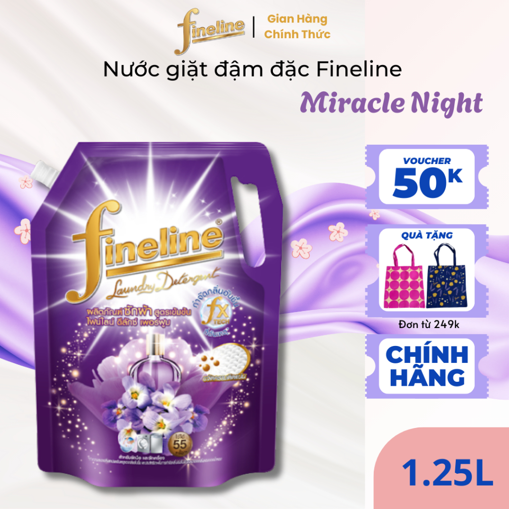 Chính Hãng - Nước Giặt đậm đặc Fineline túi 1250ml giúp quần áo trắng sáng lưu hương dài lâu