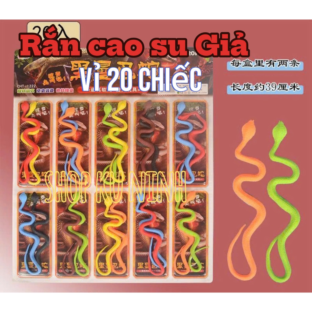 Vỉ 20 Con Rắn Giả Bằng Cao Su Nhiều Màu Sắc Đồ Chơi Rắn Giả