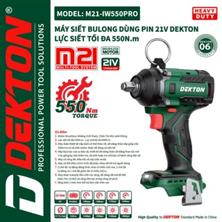  Máy Siết Bulong Dekton 550Nm   M21-IW550PRO   Brushless   4CấpTốcĐộ   5 Mode Làm Việc   Chân MKT Phổ Th 