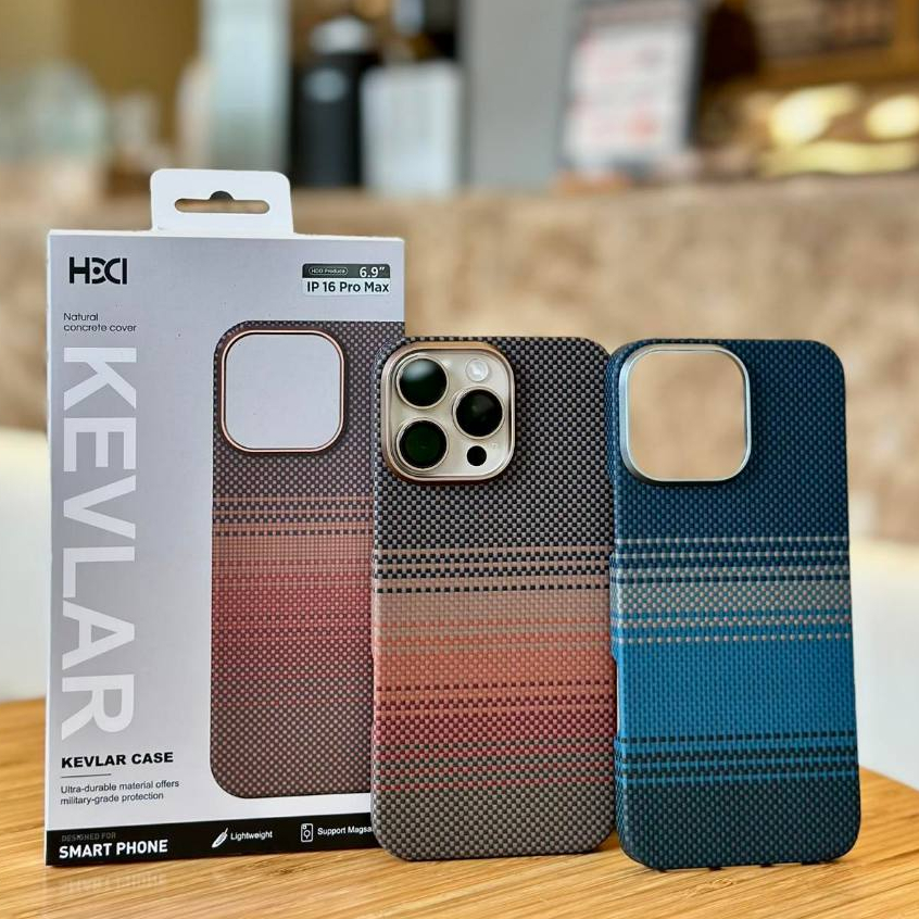 Ốp Lưng HDD Kevlar Chống Sốc Siêu Mỏng Nhẹ Hỗ Trợ Sạc Không Dây Magnetic Cho Iphone 15 16 17 Pro Max