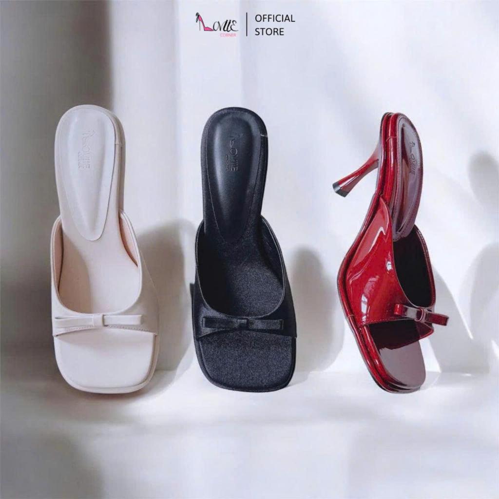 LOVIIECORNER - DÉP CAO GÓT NỮ PHONG CÁCH HIỆN ĐẠI - GUỐC TIỂU THƯ MŨI VUÔNG THIẾT KẾ NƠ TINH TẾ 7CM 
