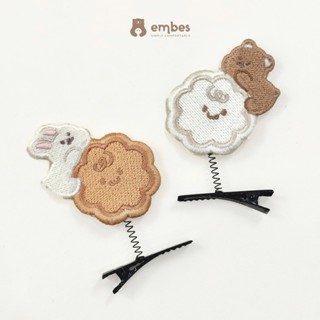 Phụ Kiện Kẹp Tóc Trung Thu Cho Bé Embes, Kẹp Tóc Hình Thêu Thỏ Và Gấu Dễ Thương Vui Tết Trung Thu