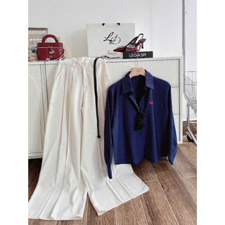  S887  TÁO ĐỎ BIGSIZE 55-90KG  SET 3 MÓN ÁO SƠ MI XANH + QUẦN SUÔNG BE + THẮT LƯNG 