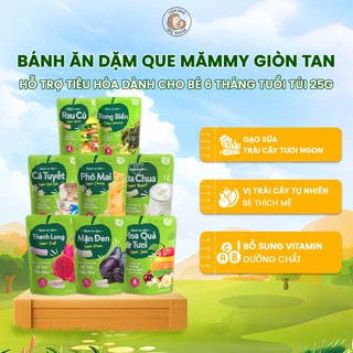  Bánh ăn dặm que Mămmy giòn tan giàu vitamin hỗ trợ tiêu hóa dành cho bé 6 tháng tuổi túi 25g 