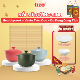MINH LONG | Nồi Sứ Dưỡng Sinh Vesta – Nồi Tròn Cao Healthycook, Dùng Bếp Gas & Bếp Từ