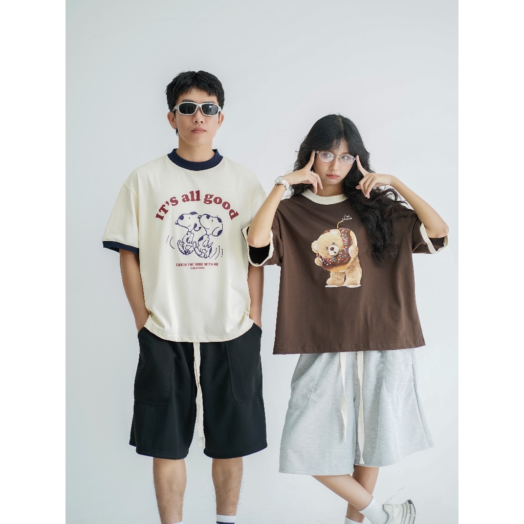 Áo Thun Local Brand VIBESTU " BST Phối Tay V1 ", Áo Thun Boxy Form Rộng Unisex 250Gsm 100% Cotton | BigBuy360 - bigbuy360.vn
