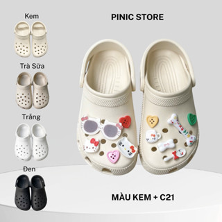  Dép Quai Hậu Mix Charm Xinh Không Thấm Nước Nam Nữ Classic Nữ Êm Chân Charm Dễ Thương - PINIC STORE 