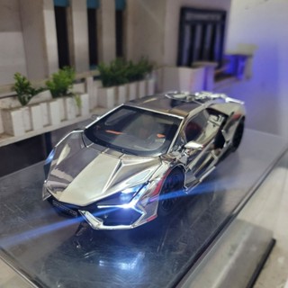  Mô hình xe Lamborghinii Revuelto màu bạc có phun khói tỷ lệ 1:24 phù hợp sưu tầm trung bày hoặc làm quà tặng 