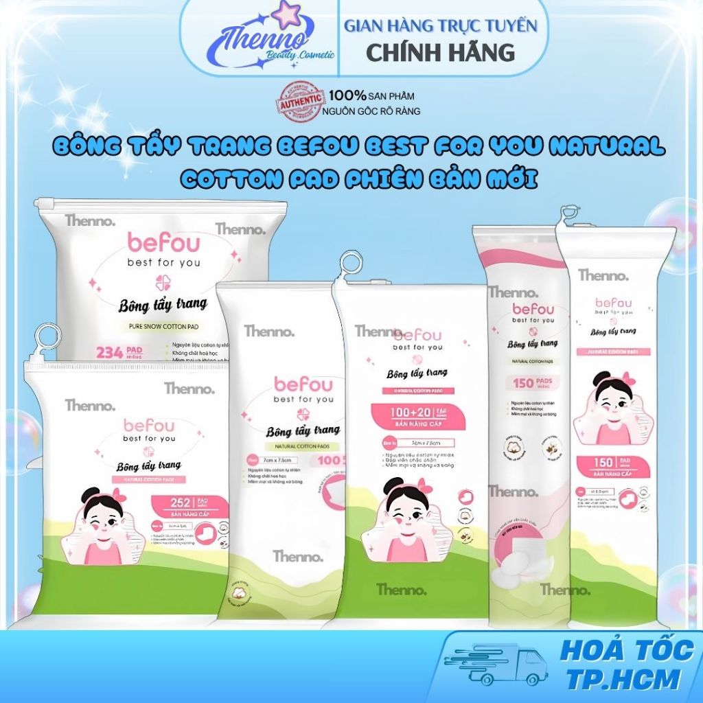Bông Tẩy Trang Befou Best For You Natural Cotton Pad 100Pad/150Pad/234Pad