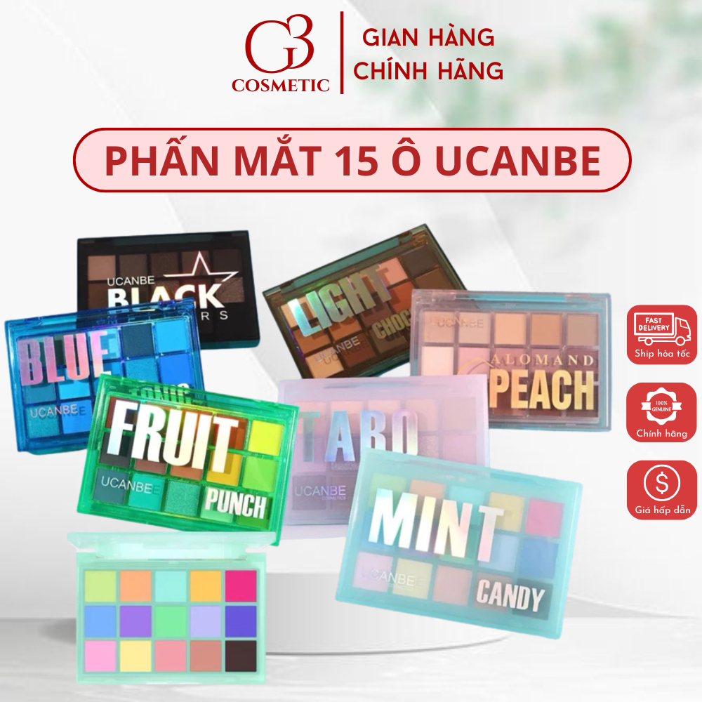  Bảng phấn mắt UCANBE 15 ô nhiều tone màu nghệ thuật trang điểm makeup lên màu mịn lâu trôi 