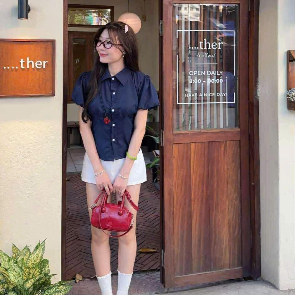 Áo sơ mi thô mềm buộc dây eo xixeoshop - A60