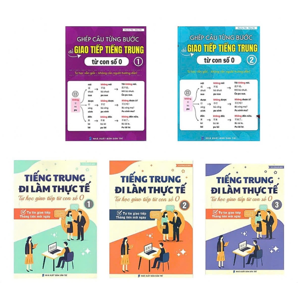 Sách-Combo: Ghép câu từng bước giao tiếp tiếng Trung tập 1+2+Tiếng trung đi làm thực tế tập 1+2+3