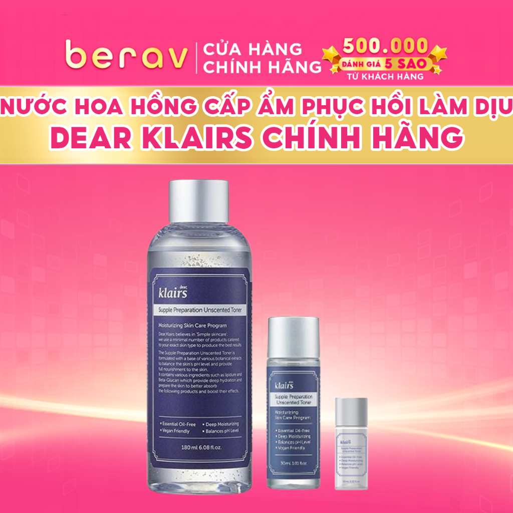 Nước Hoa Hồng Chống Viêm Dưỡng Ẩm Dear Klairs Supple Preparation Toner 180ml