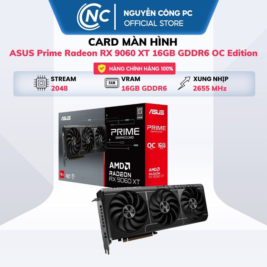 Card Màn Hình ASUS Prime Radeon RX 9060 XT 16GB GDDR6 OC Edition