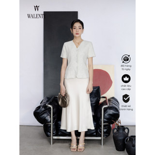 Áo blazer Lemia WALENTY kiểu ngắn tay may 2 lớp, mặc casual, 2 màu Xám & Kem, thanh lịch tối giản